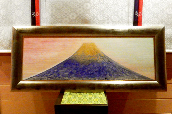 富士山の絵　金雪の富士・銀光（木製）